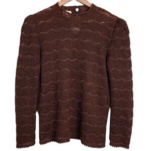 Vintage krizia maglia made in Italy chocolate brown with metallic gold sweater